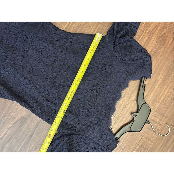 Cache Navy Blue Lace Overlay Knee-Length Dress Size 2 - Picture 3 of 9